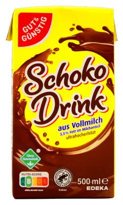 Produktbild von Schokodrink aus Vollmilch 3,5% Fett, 16er Pack (16 x 0,5 l)
