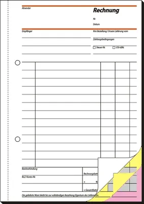Produktbild von Formularbuch Rechnung A5 hoch selbstdurchschreibend VE=5x3x40 Blatt