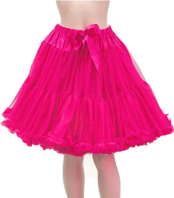 Immagine prodotto di Bellissima gonna a balze morbida rosa fucsia – XL / 2XL / 3XL – Lunghezza al ginocchio – Vita elasticizzata regolabile – Abbigliamento per carnevale e feste
