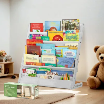 Image de Étagère de rangement pour livres pour enfants, avec 6 compartiments, idéale pour une chambre bien organisée