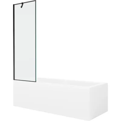 Obrázek produktu pro Mexen Cubik obdélníková vana 160 x 70 cm s pláštěm 1-křídlovou zástěnou 60 cm, Černý vzor - 550316070X9506007070