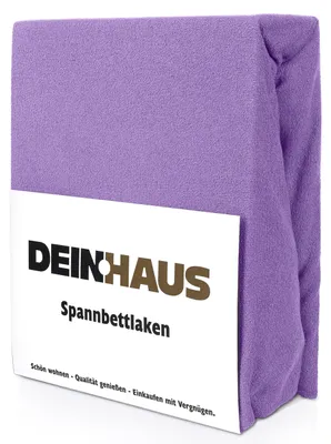 Produktbild von Spannbettlaken Frottee Baumwolle, hautfreundlicher Stoff, Bettlaken mit Gummizug Violett 200 x 220 cm
