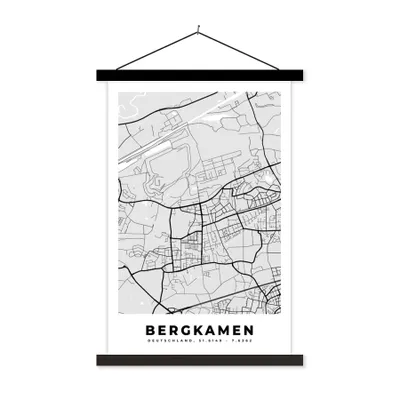 Produktbild von MuchoWow® Textilposter Bergkamen- Stadtplan - Deutschland - Karte 120x180 cm mit schwarzem Rahmen - Fotos