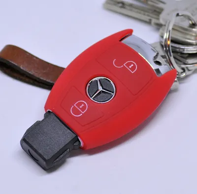 Produktbild von Auto Schlüssel Hülle Silikon Schutz Cover Rot kompatibel mit Mercedes Benz Sprinter W906 E C-Klasse 2 Tasten Smartkey