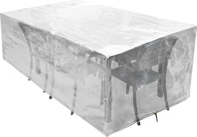 Produktbild von Abdeckung für Gartenmöbel, wasserdichte Schutzhülle, anti-UV-Abdeckplane, atmungsaktiv, Polyethylen für Gartentische, Terrassenmöbel, rechteckig (transparent, 170 x 95 x 70 cm)