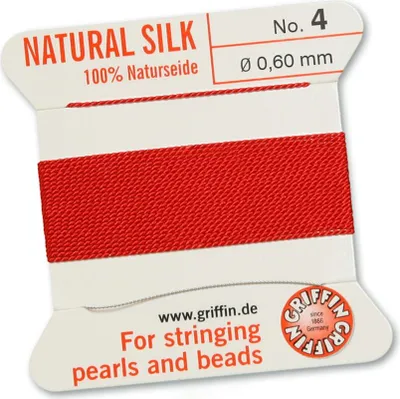 Produktbild von Perlseide Natur rot Nr-4-0,60mm - 2m / 1 Nadel