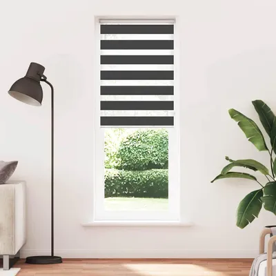 Image de vidaXL Store double noir 80 x 200 cm Largeur du tissu 75,9 cm Polyester