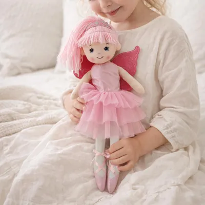 Produktbild von Sweety Toys 13289 Stoffpuppe Softpuppe Ballerina Fee Plüschtier Prinzessin 50 cm rosa mit Krone