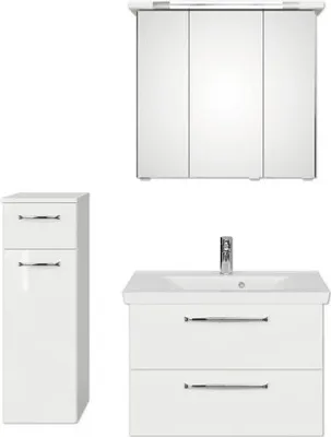 Produktbild von Pelipal Badmöbel-Set Kumba BxHxT 110 x 200 x 51 cm Frontfarbe weiß glanz mit Mineralguss-Waschtisch weiß und Unterschran