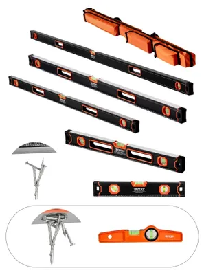 Produktbild von 6-teiliges Set von Wasserwaagen, 200/120/80/60/40/25 cm, Kastenwasserwaagen-Set, Libellen-Lineal für 45/90/180 Grad, Messwerkzeug aus Aluminiumlegierung, (nur 25 cm ist magnetisch)