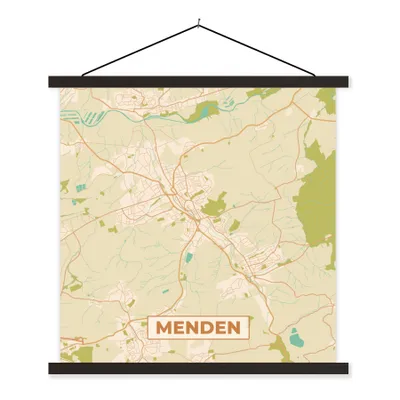 Produktbild von MuchoWow® Textilposter Menden - Jahrgang - Stadtplan - Karte 60x60 cm mit schwarzem Rahmen - Posteraufhänger