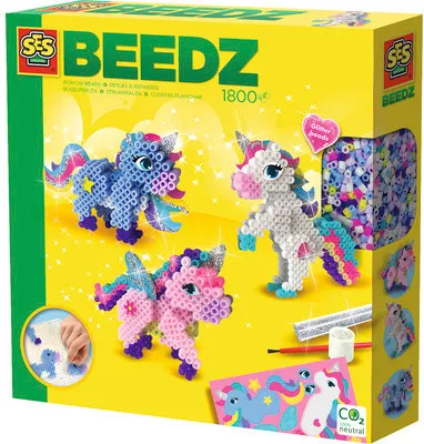 Produktbild von SES Creative Beedz 06263 Bügelperlen-Set Einhörner, 1200 Perlen mit magischen Motiven für Kinder, 5 Jahr(e), Junge/Mädchen, Kind, Einhorn, Kunststoff, Mehrfarbig