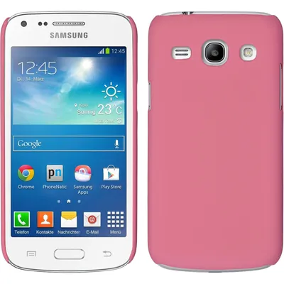 Produktbild von PhoneNatic Case kompatibel mit Samsung Galaxy Core Plus - Hülle rosa gummiert Hard-case + 2 Schutzfolien