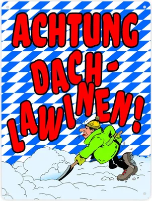 Produktbild von Dachlawine Metallschild XXL in 28x38 cm zum Thema Schneefall im Winter in