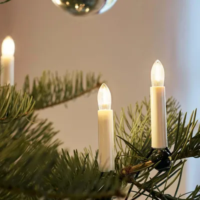 Produktbild von Lichterkette Weihnachtsbaum LED Filament, innen 20 teilig,  Germany, Riffelkerzen, Schaft elfenbein 814019