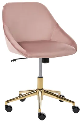 Produktbild von BELIANI Bürostuhl Rosa Samtbezug Bremsbare Rollen Gasdruckfeder Höhenverstellbar Drehbar Ohne Armlehnen Modern Drehstuhl Arbeitshocker