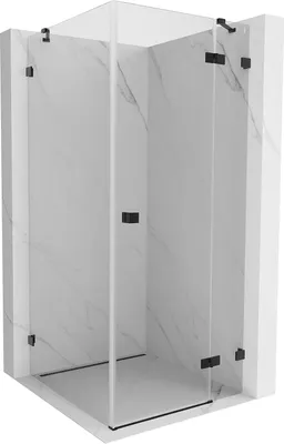 Image de Cabine de douche à porte battante Mexen Lunar, droite 100 x 100 cm, transparent, noir - 834-100-100-70-00-P