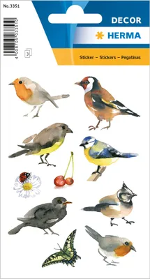 Produktbild von HERMA Sticker DECOR "Aquarell Vögel" 3 Blatt à 10 Sticker