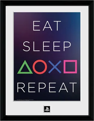 Obrázek produktu pro Playstation - Eat Sleep Repeat - zarámovaný umělecký výtisk