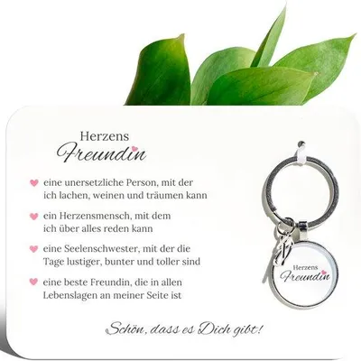 Immagine prodotto di Portachiavi personalizzato portafortuna per gli amici – piccola idea regalo, portachiavi a forma di cuore, angelo custode per gli amici