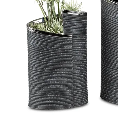 Produktbild von Deko Vase ANTHRAZIT WRAP H. 22cm B. 13,5cm silber grau Keramik Formano