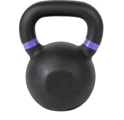Produktbild von Kettlebell 20 kg Gusseisen mit Gummimantel und abgeflachter Unterseite