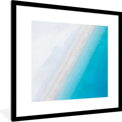 Produktbild von MuchoWow® Gerahmtes Poster Strand - Meer - Blau 40x40 cm - Poster mit Schwarzem Bilderrahmen Wandposter Rahmen Foto Bilder - Poster - Plakat im Rahmen