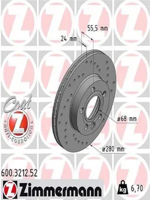 Produktbild von Zimmermann Sportbremsscheiben vorne VW T4 Bus für VW Transporter T4 Bus