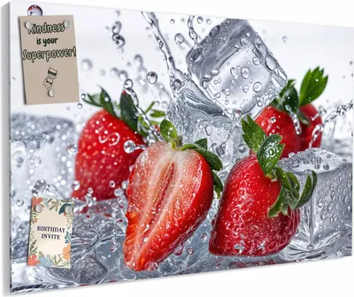 Produktbild von Magnettafel 60x40cm magnetisch & beschreibbar Metall-Board - Erdbeeren im Wasser