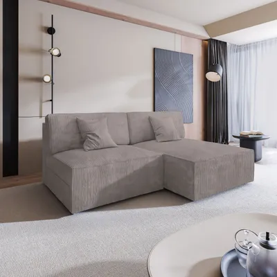 Produktbild von Masseno Ecksofa FIORO P mit Schlaffunktion L-Form, Sofa mit Bettkasten, Wohnzimmersofa, Couch, Soffa, Bettsofa, Couchgarnitur- Beige, POSO 02