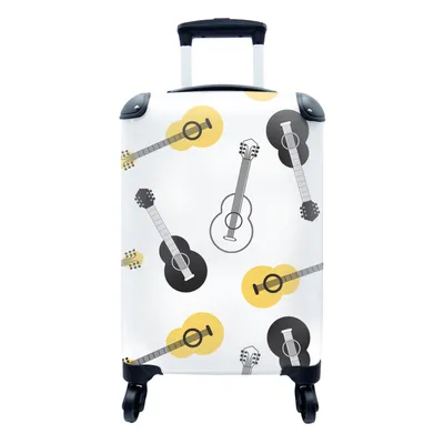 Produktbild von MuchoWow® Koffer Handgepäck Trolley Rollkoffer Kleine Reisekoffer mit 4 Rollen - Gitarre - Patterns - Instrumente - Cabin Size < 55x40x23 cm & 55x40x20 cm - Fotokoffer - Kabinenkoffer - Boardgepäck - Reise-Box - Reisekoffer - Reisegepäck - Koffer mit Bild - Trolley für Kinder
