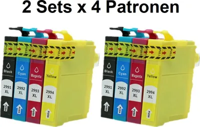 Image de 8 cartouches d'encre compatibles T29 XL pour Epson XP-235 245 247 255 257 332 335 342 342 345 352 355 432 435 435 442 445 445 452 455 452 455