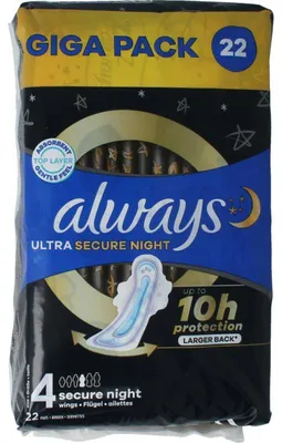 Produktbild von Always Ultra Damenbinden, Secure Night, Großpackung (22 Stück)