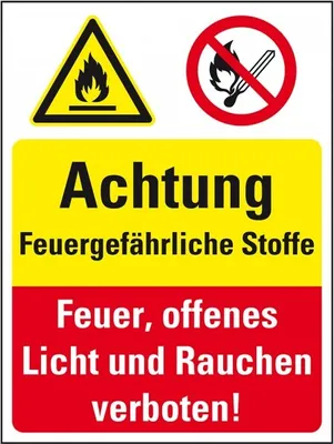 Produktbild von Dreifke® Aufkleber I Sicherheits-Kombischild mit Symbolen, Feuergefährliche.....