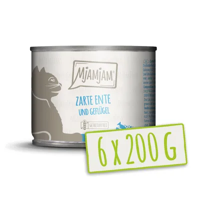 Produktbild von MjAMjAM - 6x200g dosen Ente & Geflügel an Möhren Nassfutter für Katzen Hauptfutter natural