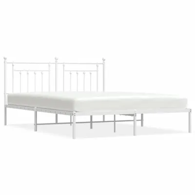 Image de vidaXL Cadre de lit avec tête de lit en métal blanc 183x213 cm