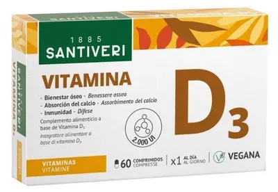 Productafbeelding van VITAMINE D3 2000 IE, plantaardig, 60 tabletten
