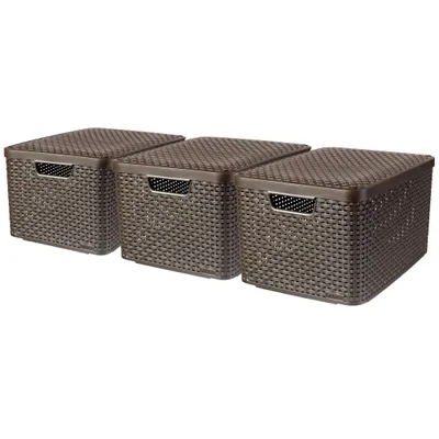 Produktbild von CURVER_3-er Set STYLE Box L mit Deckel dunkelbraun_240651