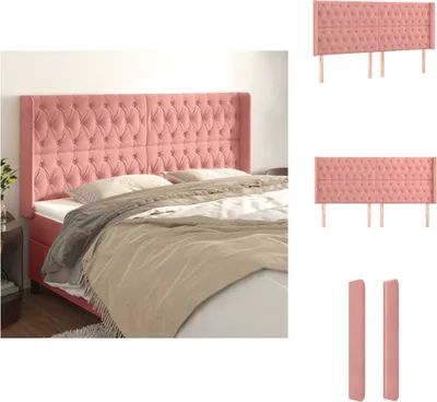 Produktbild von vidaXL Kopfteil mit Ohren Rosa 183x16x118/128 cm Samt -  Kopf- & Fußenden
