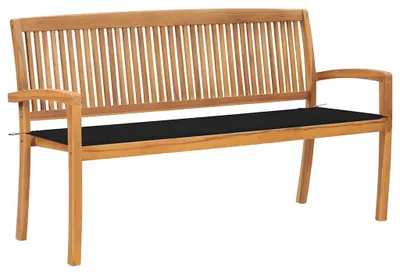 Obrázek produktu pro vidaXL Stohovatelná zahradní lavice s polštářem 159 cm Teakové masivní dřevo