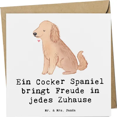 Produktbild von Mr. & Mrs. Panda Grußkarte Cocker Spaniel Freude - Weiß - Geschenk, freundlicher Hund, Hunderassen, Hunderasse, doppelkarte, Familienhund, faltkarte, Hundeliebhaber