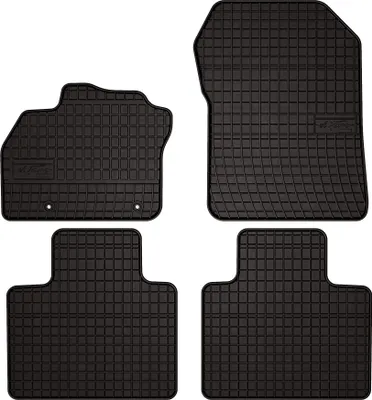 Produktbild von Gummifußmatten passend für Renault Zoe (Schrägheck, Bj. 2013-) –  schwarz, passgenau, mit Befestigungen set 4 Stk. - Gummi-Automatten