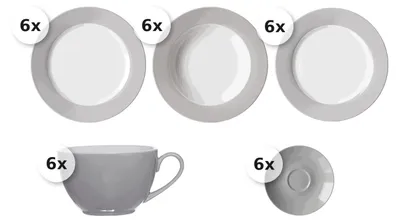 Produktbild von Kaffee- und Tafelservice 30 tlg. Doppio grau