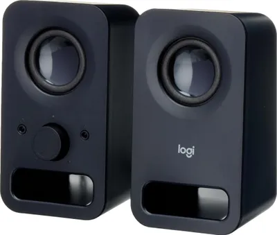 Image de Logitech Z150 Haut-parleurs pour PC, son stéréo, 2 haut-parleurs, puissance de crête de 6 watts, entrée 3,5 mm,sur le haut-parleur droit, prise casque, prise britannique, PC/TV/téléphone portable/tablette - noir