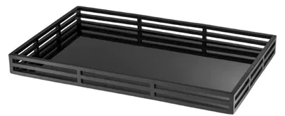 Image de Casa Padrino Plateau de service de luxe noir mat / noir 56 x 36 x H. 5 cm - Plateau en acier inoxydable avec verre miroir noir