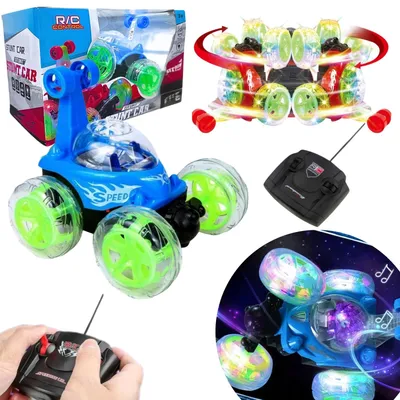 Obrázok produktu pre Veľké RC Kaskadérske Auto 360 Stupňov Modré S Akrobaciami Svetlami Hudbou A Jednoduchým Ovládaním Pre Deti Od 3 Rokov, Obrázok generovaný UI