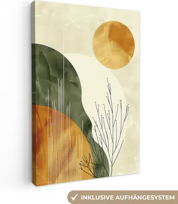 Produktbild von MuchoWow® - Leinwandbilder - Abstrakt - Landschaft - Sonne - Kunst, Wandbild, Wanddeko Bilder Wohnzimmer, 60x90cm