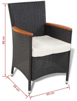 Produktbild von vidaXL 5-tlg. Garten-Essgruppe mit Auflagen Poly Rattan Schwarz