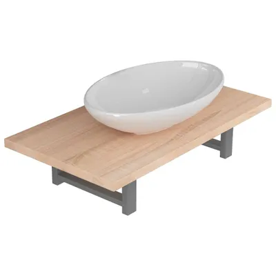 Produktbild von vidaXL 2-tlg. Badmöbel-Set Keramik Eichenbraun
