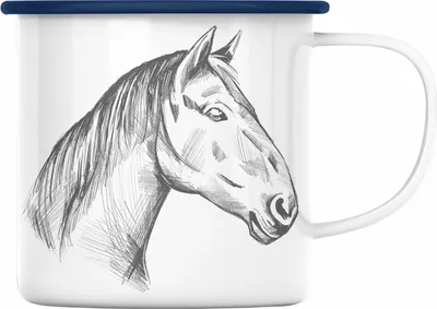 Produktbild von Pferde Emaille Tasse Lustig Reiterin Geschenk Pferde Geschenke Mädchen Pferdeliebhaber (Blau)